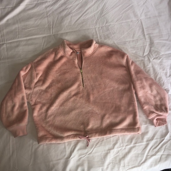 Old Navy Plush [Bunny Fur] Celestial Pink Half Zip Pullover Sweatshirt - Picture 3 of 3